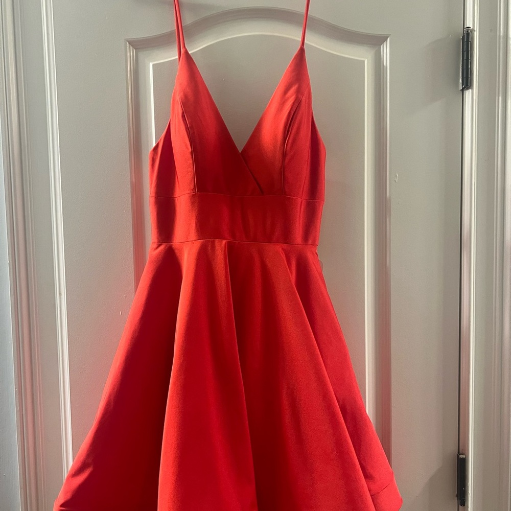 Chic Scarlet Spaghetti Strap Mini Dress